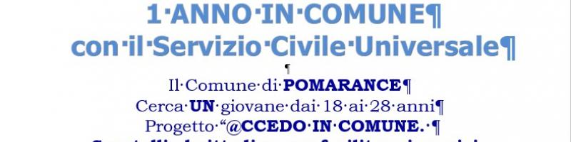 1 ANNO IN COMUNE CON IL SERVIZIO CIVILE UNIVERSALE
